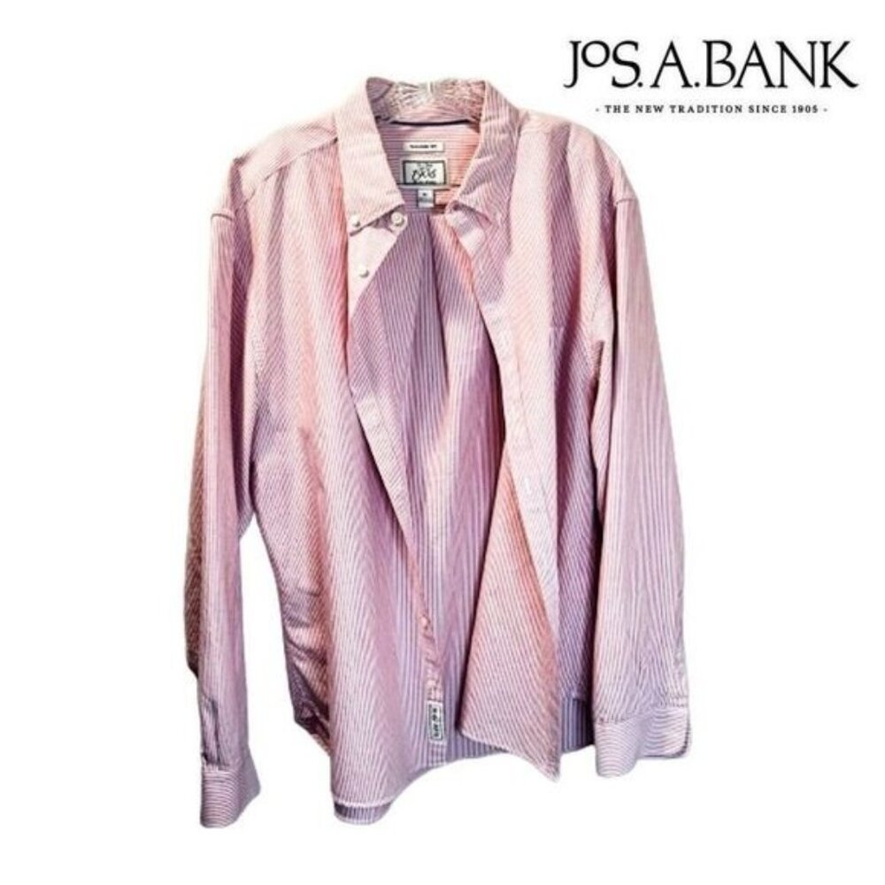 Jos A‎ Bank 1905 Collection Mens Dress Shirt Tailored Fit Linen Look Stripe